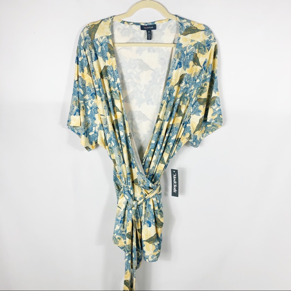 Modcloth The Surplice is Right Faux Wrap Top Birds